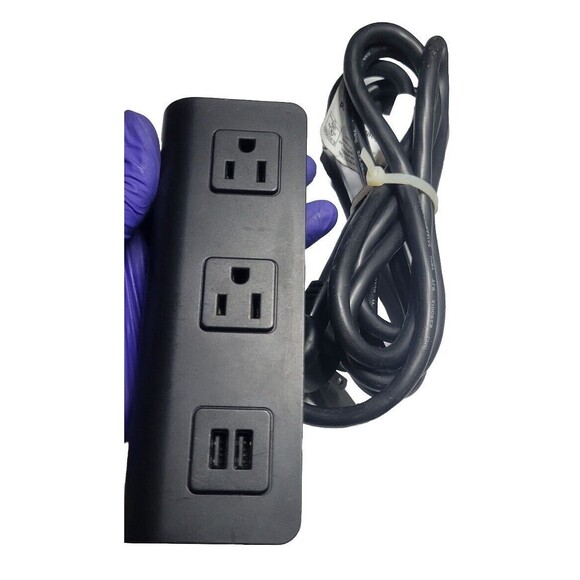 Conference Recessed Power Strip Socket 6.5Ft Cord, Desktop 2-Outlet & 2 USB Port - Picture 3 of 9